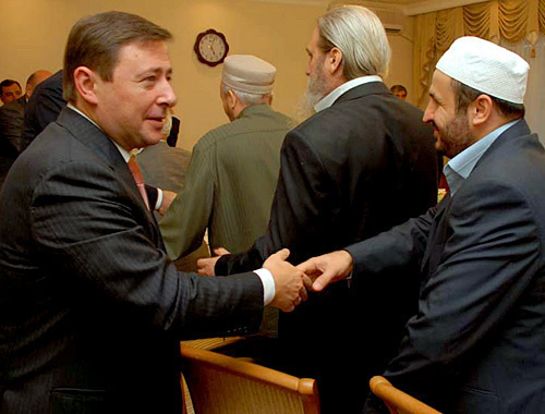 Alexander Khloponin, Plenipotentiary of Russian President for the NCFD, welcomes religious figures of Dagestan. Makhachkala, September 21, 2010. Courtesy of the press service of the President of the Republic of Dagestan Alexander Khloponin, Plenipotentiary of Russian President for the NCFD, welcomes religious figures of Dagestan. Makhachkala, September 21, 2010. Courtesy of the press service of the President of the Republic of Dagestan