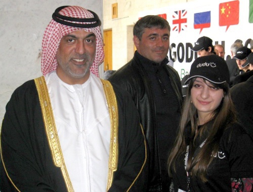 Above left: Sheikh Khalid Al-Hamid (UAE), co-author of the Godudu.com, multilingual social network, at its presentation at the Russian Theatre in Makhachkala. April 15, 2011. Photo of the "Caucasian Knot" Above left: Sheikh Khalid Al-Hamid (UAE), co-author of the Godudu.com, multilingual social network, at its presentation at the Russian Theatre in Makhachkala. April 15, 2011. Photo of the "Caucasian Knot"