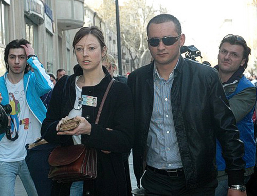 Detention of Swedish journalist My Roderstrit during protest action of the opposition in Baku, April 17, 2011. Photo by the "Turan" Information Agency Detention of Swedish journalist My Roderstrit during protest action of the opposition in Baku, April 17, 2011. Photo by the "Turan" Information Agency