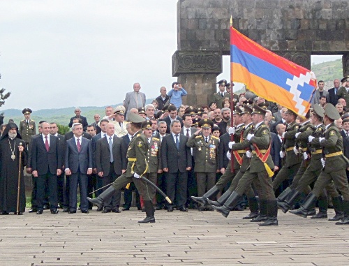 Nagorno-Karabakh, Stepanakert, Memorial Complex. Military parade in honour of the Victory Day, May 9, 2011. Photo by the "Caucasian Knot" Nagorno-Karabakh, Stepanakert, Memorial Complex. Military parade in honour of the Victory Day, May 9, 2011. Photo by the "Caucasian Knot"