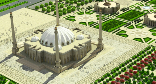 Drawing of the new mosque built in Magas. Borrowed from the official website of the administration of President of the Republic of Ingushetia (www.ingushetia.ru) Drawing of the new mosque built in Magas. Borrowed from the official website of the administration of President of the Republic of Ingushetia (www.ingushetia.ru)