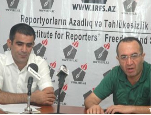 Rashid Gadjily, Director of the Institute of Media Rights (to the right) and his colleague Khalid Agaliev presenting the report on the situation with the freedom of media in the office of IMR. Baku, July 22, 2011. Photo by "Turan". Rashid Gadjily, Director of the Institute of Media Rights (to the right) and his colleague Khalid Agaliev presenting the report on the situation with the freedom of media in the office of IMR. Baku, July 22, 2011. Photo by "Turan".