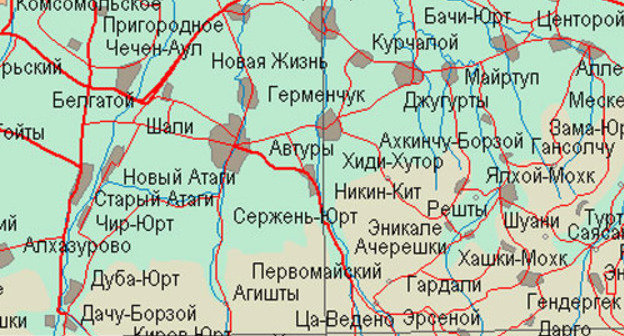 Shali District. Source: www.mirkart.ru Shali District. Source: www.mirkart.ru