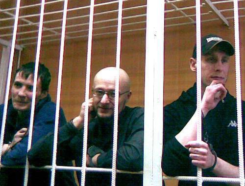Defendants in the case on mass riots in Manege Square in December 2010 Kirill Unchuk, Ruslan Khubaev and Igor Berezyuk in the Tver District Court of Moscow before sentencing, October 28, 2011. Photo by Yulia Buslavskaya for the "Caucasian Knot" Defendants in the case on mass riots in Manege Square in December 2010 Kirill Unchuk, Ruslan Khubaev and Igor Berezyuk in the Tver District Court of Moscow before sentencing, October 28, 2011. Photo by Yulia Buslavskaya for the "Caucasian Knot"