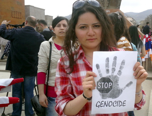 Nagorno-Karabakh, Stepanakert, April 9, 2012, a participant of the march dedicated to the 20th anniversary of tragic events in the village of Maraga. Photo by Alvard Grigoryan for the "Caucasian Knot" Nagorno-Karabakh, Stepanakert, April 9, 2012, a participant of the march dedicated to the 20th anniversary of tragic events in the village of Maraga. Photo by Alvard Grigoryan for the "Caucasian Knot"