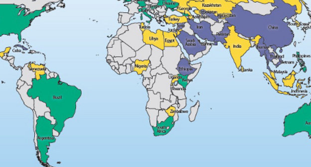 Fragment of the map of the freedom of the Internet in 2012, borrowed from the website of the human rights organization Freedom House: http://www.freedomhouse.org Fragment of the map of the freedom of the Internet in 2012, borrowed from the website of the human rights organization Freedom House: http://www.freedomhouse.org