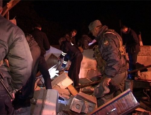 At the Chermen checkpoint after the suicide bomber's explosion. North Ossetia, September 23, 2012. Photo by the press-service of the Ministry of Internal Affairs in the Republic of North Ossetia-Alania, http://15.mvd.ru At the Chermen checkpoint after the suicide bomber's explosion. North Ossetia, September 23, 2012. Photo by the press-service of the Ministry of Internal Affairs in the Republic of North Ossetia-Alania, http://15.mvd.ru