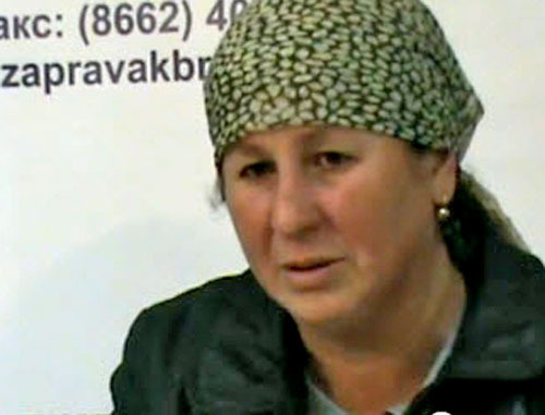 Rimma Mashezova, frame from a video appeal recorded at the Kabardino-Balkarian Human Rights Centre on October 26, 2012 Rimma Mashezova, frame from a video appeal recorded at the Kabardino-Balkarian Human Rights Centre on October 26, 2012