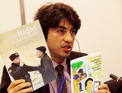 Emin Guseinov at the international conference "Human Rights and Internet
Management Are Inseparable", Baku, November 5, 2012. Courtesy of the www.irfs.az Emin Guseinov at the international conference "Human Rights and Internet
Management Are Inseparable", Baku, November 5, 2012. Courtesy of the www.irfs.az
