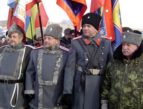 Cossacks at rally; Moscow, February 4, 2012. Courtesy of http://ckwrf.ru Cossacks at rally; Moscow, February 4, 2012. Courtesy of http://ckwrf.ru