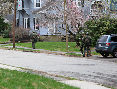 New Hampshire State troopers canvas a neighborhood in Watertown, Mass., April 19, 2013. Photo: Sally Vargas, Talk Radio News Service, http://www.flickr.com/photos/talkradionews/8664228538 New Hampshire State troopers canvas a neighborhood in Watertown, Mass., April 19, 2013. Photo: Sally Vargas, Talk Radio News Service, http://www.flickr.com/photos/talkradionews/8664228538