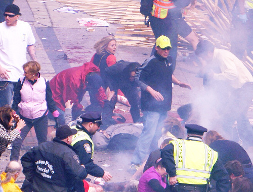 After the terror acts at Boston Marathon finish line. April 15, 2013. Photo by Aaron "tango" Tang, http://www.flickr.com/photos/hahatango/8652857375/in/set-72157633252445135 After the terror acts at Boston Marathon finish line. April 15, 2013. Photo by Aaron "tango" Tang, http://www.flickr.com/photos/hahatango/8652857375/in/set-72157633252445135