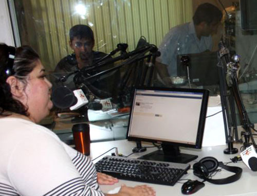 Khadidzha Ismailova at the Radio Liberty – Radio Free Europe live broadcasting for Azerbaijan. Photo by Turkhan Kerimov (RFE/RL). Khadidzha Ismailova at the Radio Liberty – Radio Free Europe live broadcasting for Azerbaijan. Photo by Turkhan Kerimov (RFE/RL).