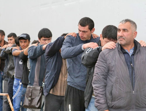 The detained in connection with the incident at the "Matveevsky" Marketplace, July, 2013. Photo http://petrovka38.ru/ The detained in connection with the incident at the "Matveevsky" Marketplace, July, 2013. Photo http://petrovka38.ru/