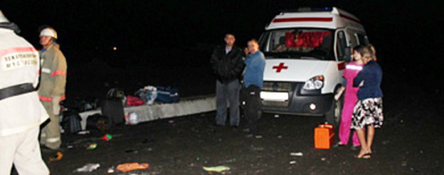 Place of a road traffic accident involving a tourist bus, Stavropol Territory, August 6, 2013. Photo by press service of the Ministry for Emergenciesof the Stavropol Territory, 26.mchs.ru Place of a road traffic accident involving a tourist bus, Stavropol Territory, August 6, 2013. Photo by press service of the Ministry for Emergenciesof the Stavropol Territory, 26.mchs.ru