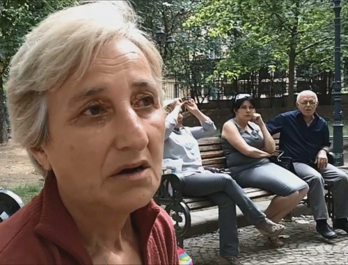 Fatima Karabadze, one of citizens evicted from the former school No.13, her family was refused to be given alternative housing. Georgia, Tbilisi, September 2013. Snapshot from the ‘Caucasian Knot’ video-reportage . Fatima Karabadze, one of citizens evicted from the former school No.13, her family was refused to be given alternative housing. Georgia, Tbilisi, September 2013. Snapshot from the ‘Caucasian Knot’ video-reportage .
