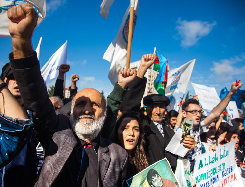 Rally in support for the presidential candidate from the oppositional National Council of Democratic Forces (NCDF) Jamil Gasanli. Baku, September 28, 2013. Photo by Aziz Karimov for the "Caucasian Knot" Rally in support for the presidential candidate from the oppositional National Council of Democratic Forces (NCDF) Jamil Gasanli. Baku, September 28, 2013. Photo by Aziz Karimov for the "Caucasian Knot"