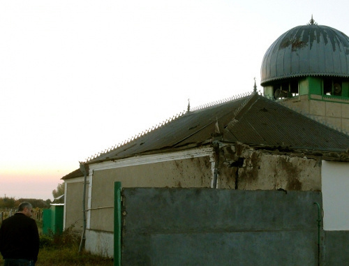 Site of the explosion at a mosque in Dugulubgei village. Kabardino-Balkaria, Baksan District, October 18, 2013. Photo by press service of KBR MIA, 07.mvd.ru Site of the explosion at a mosque in Dugulubgei village. Kabardino-Balkaria, Baksan District, October 18, 2013. Photo by press service of KBR MIA, 07.mvd.ru