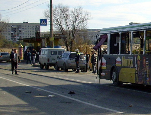 Exploded bus in the Krasnoarmeisky District of Volgograd. October 21, 2013. Photo by EMERCOM of Russia in Volgograd region, http://www.34.mchs.gov.ru/ Exploded bus in the Krasnoarmeisky District of Volgograd. October 21, 2013. Photo by EMERCOM of Russia in Volgograd region, http://www.34.mchs.gov.ru/