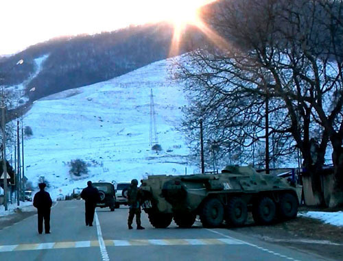 Special operation in the village of Zhankhoteko in the Baksan District of Kabardino-Balkaria, December 6, 2013. Photo: http://nac.gov.ru/ Special operation in the village of Zhankhoteko in the Baksan District of Kabardino-Balkaria, December 6, 2013. Photo: http://nac.gov.ru/
