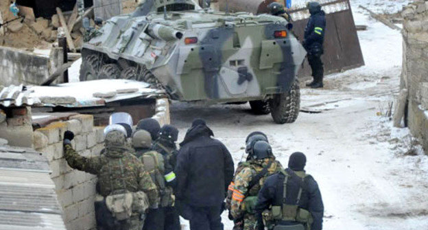 Special operation held in the village of Bylym, Elbrus District of Kabardino-Balkaria. December 16, 2013. Photo http://nac.gov.ru/ Special operation held in the village of Bylym, Elbrus District of Kabardino-Balkaria. December 16, 2013. Photo http://nac.gov.ru/
