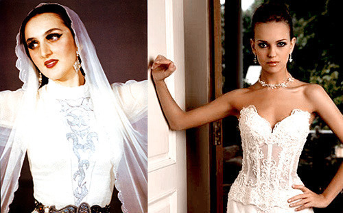 Traditional Chechen wedding gown (on the left) and European wedding outfit. Photo by www.chechnyafree.ru, www.dolchevita.net Traditional Chechen wedding gown (on the left) and European wedding outfit. Photo by www.chechnyafree.ru, www.dolchevita.net