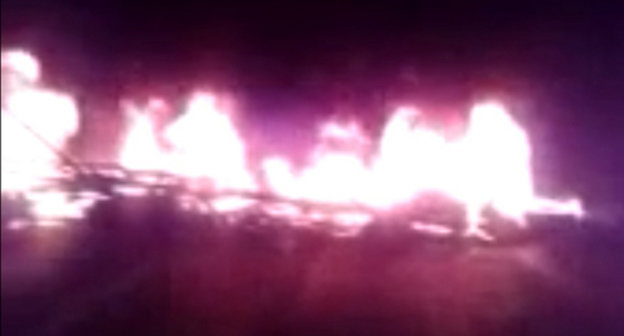 Blocking of road in the village of Mayskoe of the Prigorodny District in North Ossetia. Screenshot of a video posted by an eyewitness in "Caucasian Knot" channel at YouTube, http://www.youtube.com/user/CivilVideoCKno Blocking of road in the village of Mayskoe of the Prigorodny District in North Ossetia. Screenshot of a video posted by an eyewitness in "Caucasian Knot" channel at YouTube, http://www.youtube.com/user/CivilVideoCKno
