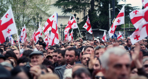 Participants of a rally of the "United National Movement" with the flags of Georgia. Tbilisi, March 27, 2013. Photo by Anna Konoplyova for the "Caucasian Knot" Participants of a rally of the "United National Movement" with the flags of Georgia. Tbilisi, March 27, 2013. Photo by Anna Konoplyova for the "Caucasian Knot"
