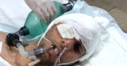 Magomed Aliev in the hospital. Photo by Amina Alieva Magomed Aliev in the hospital. Photo by Amina Alieva