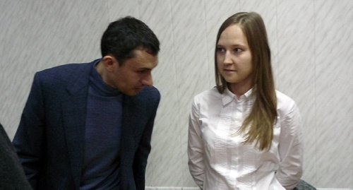 Sergei Reznik's advocates Tumas Misakyan and Jeanna Pavlova. Photo by Olesya Dianova for the ‘Caucasian Knot’.  