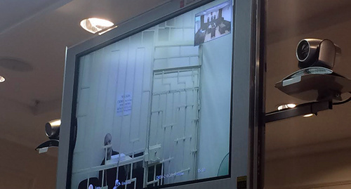 Video camera screen at the court seession of the Russia's Supreme Court (SC). Moscow, January 29, 2015. Photo by Yuliya Buslavskaya for the "Caucasian Knot" Video camera screen at the court seession of the Russia's Supreme Court (SC). Moscow, January 29, 2015. Photo by Yuliya Buslavskaya for the "Caucasian Knot"
