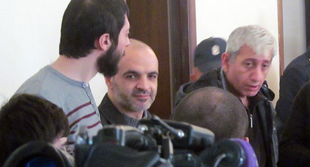 Defendants in the case of the "Million Mask March" at the court hearing. Yerevan, February 2, 2015. Photo by Armine Martirosyan for the ‘Caucasian Knot’. Defendants in the case of the "Million Mask March" at the court hearing. Yerevan, February 2, 2015. Photo by Armine Martirosyan for the ‘Caucasian Knot’.
