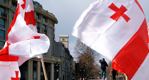 The flag of Georgia. Photo by Beslan Kmuzov for the "Caucasian Knot"