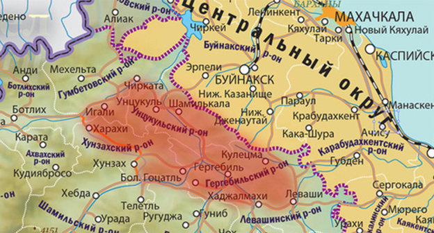 CTO zone in the Untsukul District and Gergebil Districts of Dagestan. Map provided by the ‘Caucasian Knot’. 