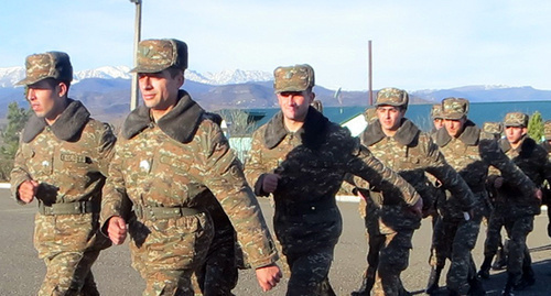 A line of soldiers in one of the military units of Nagorno-Karabakh. Photo by Alvard Grigoryan for the "Caucasian Knot" A line of soldiers in one of the military units of Nagorno-Karabakh. Photo by Alvard Grigoryan for the "Caucasian Knot"