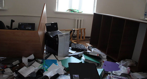 Furniture was turned upside down in the Committee against Torture office in Grozny, June 3, 2015. Furniture was turned upside down in the Committee against Torture office in Grozny, June 3, 2015.