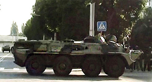Military equipment in the street of Nalchik. Photo: http://nac.gov.ru/nakmessage/2015/07/28/sredi-neitralizovannykh-v-khode-kto-v-nalchike-boevikov-opoznan-glavar-bandy.html