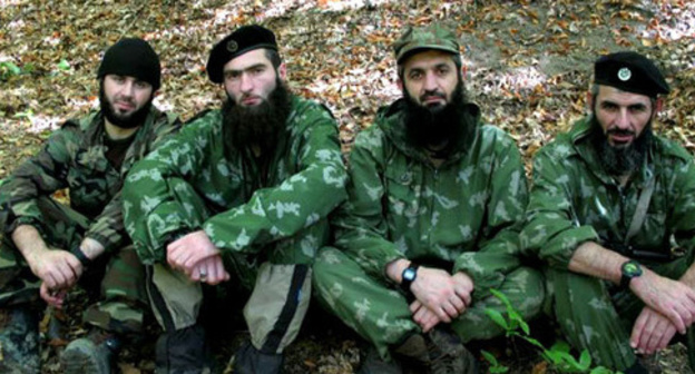 Aslambek Vadalov (second from the right), one of the leaders of the "Imarat Kavkaz" recognized as a terrorist organization. Photo from a website of ‘Imarat Kavkaz’, recognized as a terrorist organization.