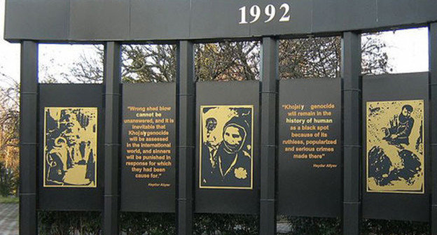 Azerbaijan, Lenkoran. Fragment of Memorial "To Victims of Khodzhaly Genocide". Photo by http://ru.wikipedia.org Azerbaijan, Lenkoran. Fragment of Memorial "To Victims of Khodzhaly Genocide". Photo by http://ru.wikipedia.org
