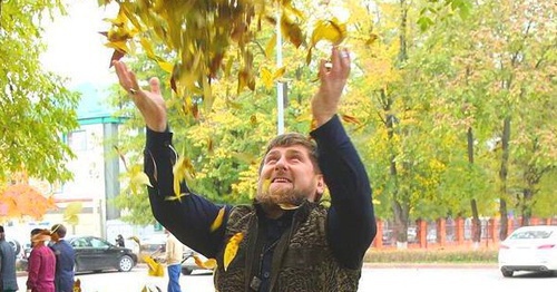 Ramzan Kadyrov in a park, October 30, 2015. Photo: Instagram.com/kadyrov_95