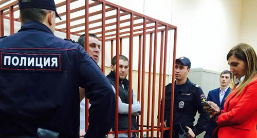 Defendants in Boris Nemtsov murder case in Basmanny District Court of Moscow. Photo by Yulia Buslavskaya for the ‘Caucasian Knot’. 