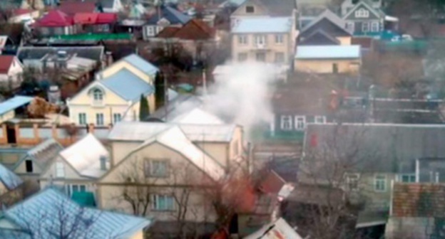 The spot of the special operation carried out in Tsiolkovsky Street. January 15, 2016. Photo: screenshot of a video made by an eyewitness of the special operation, YouTube.com