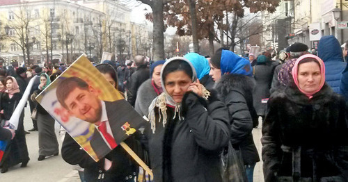 Participants of the rally "Our Strength is in Unity", Grozny, January 22, 2016. Photo by Nikolai Petrov for the ‘Caucasian Knot’. Participants of the rally "Our Strength is in Unity", Grozny, January 22, 2016. Photo by Nikolai Petrov for the ‘Caucasian Knot’.