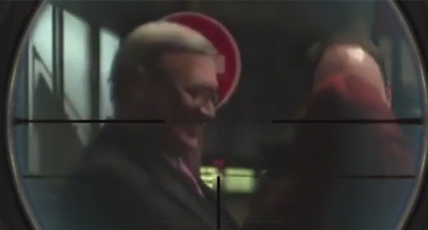 Leader of the "PARNAS" Party Mikhail Kasyanov appears under a filter simulating a rifle sight. Photo: http://instagramm.ru/kadyrov_95/?mid=1174883868445579510_260955581