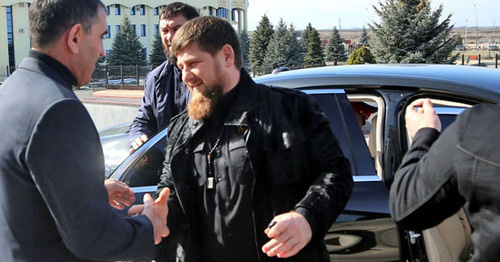 Yunus-Bek Evkurov and Ramzan Kadyrov (to the right) at the meeting. Magas, February 21, 2016. Photo: the press service of the head of the Republic of Ingushetia Yunus-Bek Evkurov and Ramzan Kadyrov (to the right) at the meeting. Magas, February 21, 2016. Photo: the press service of the head of the Republic of Ingushetia