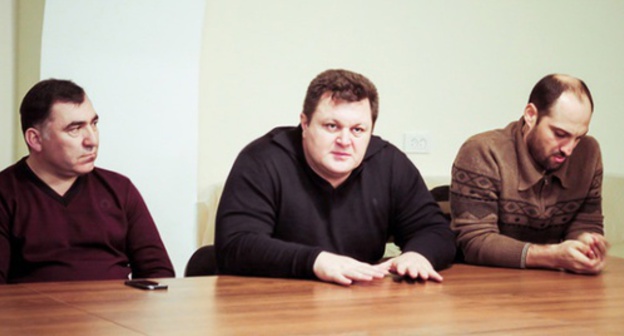 Ali Aslanov, the chairman of the Association "Business Cherkessia", Aslan Beshto, the leader of public organization "Kabardian Congress", and Timur Zhuzhuev, the leader of the youth organization "Adyge-Khase" of Karachay-Cherkessia, March 17, 2016, Cherkessk. Photo by Asya Kapaeva for the ‘Caucasian Knot’. Ali Aslanov, the chairman of the Association "Business Cherkessia", Aslan Beshto, the leader of public organization "Kabardian Congress", and Timur Zhuzhuev, the leader of the youth organization "Adyge-Khase" of Karachay-Cherkessia, March 17, 2016, Cherkessk. Photo by Asya Kapaeva for the ‘Caucasian Knot’.
