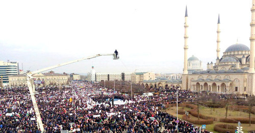 A rally in Grozny. January 2016. Photo http://www.grozny-inform.ru/news/society/68032/