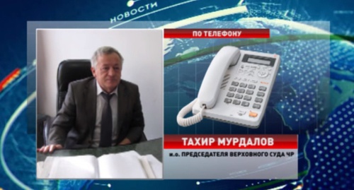 Screenshot of a report by the "Grozny" TV Channel during the audio record of the interview with Takhir Murdalov, YouTube.com