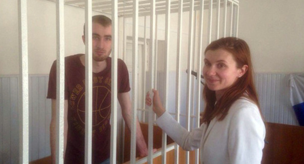 Zhalaudi Geriev in the court room. Photo: https://www.change.org/p/требуем-беспристрастного-суда-над-чеченским-журналистом