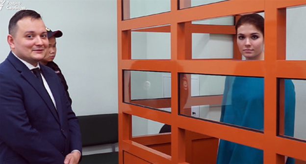 Varvara Karaulova in the court room. Photo: screenshot http://www.svoboda.org/a/28033633.html
